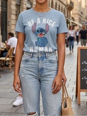 Disney Stitch "Be A Nice Human" Graphic Tee